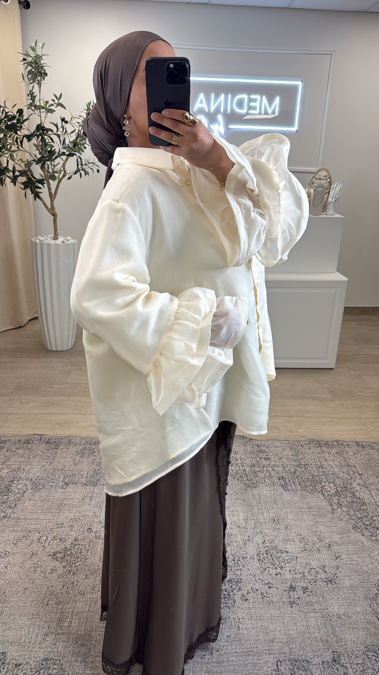 CHEMISE LONGUE BOUFFANTE [ crème ]