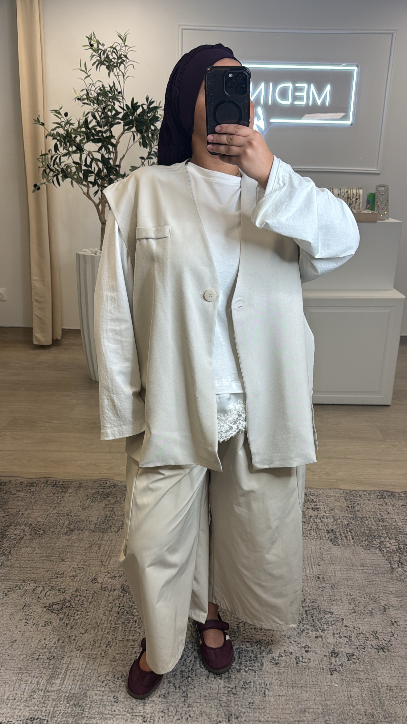 GILET OVERSIZE A BOUTON [ crème ]