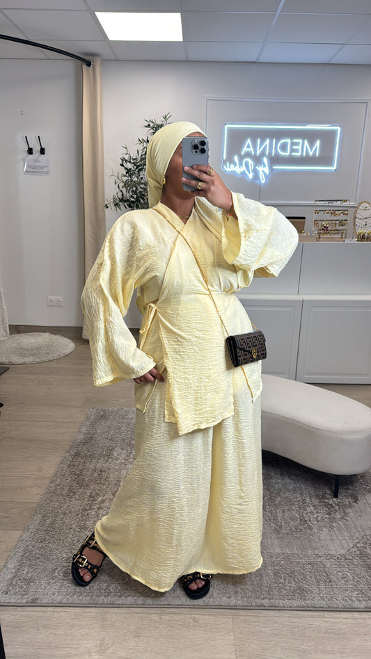 Ensemble croisé Lin [ jaune ]