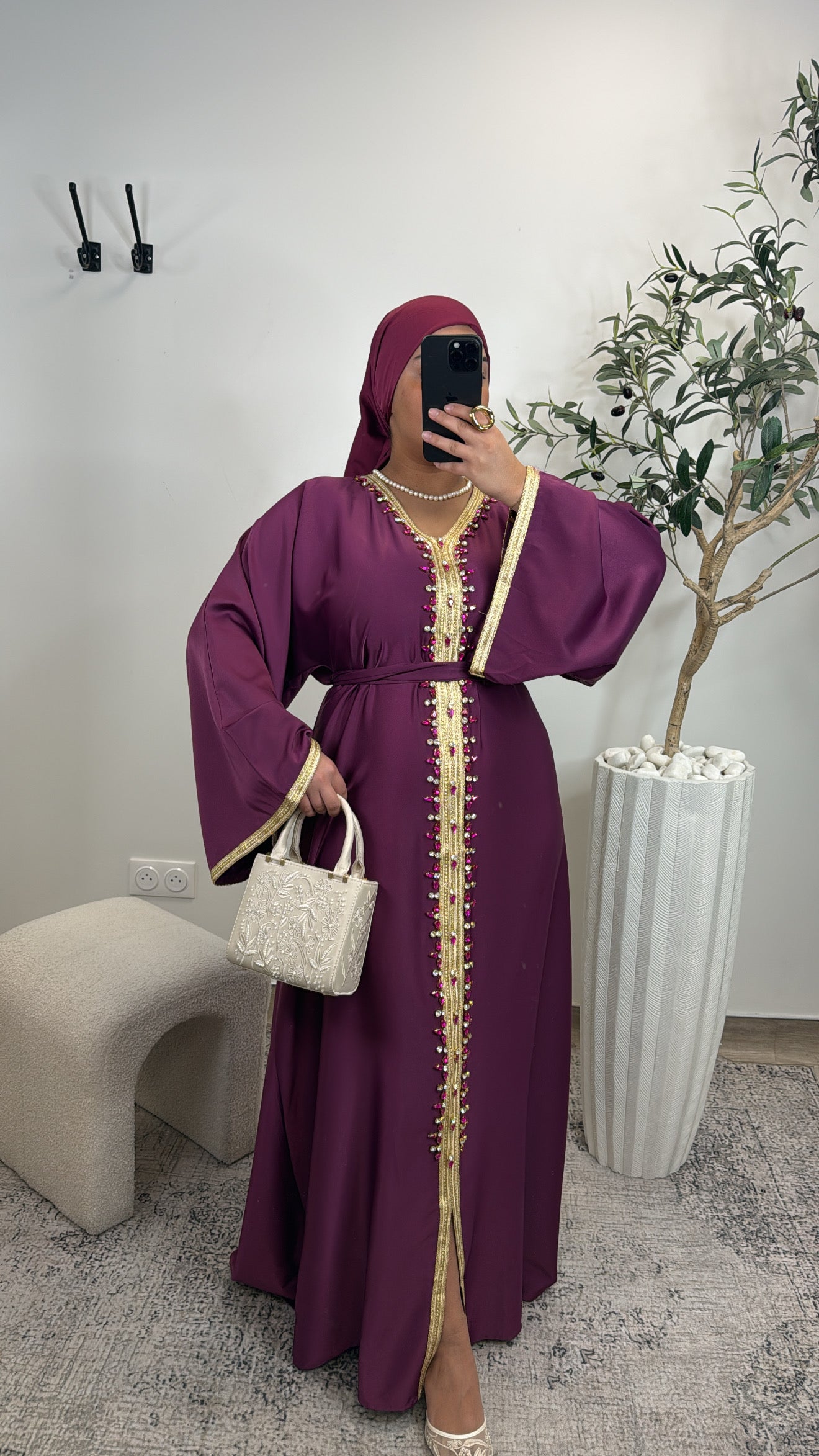 ABAYA PREMIUM NOUR [ FUCHSIA ET GOLD]