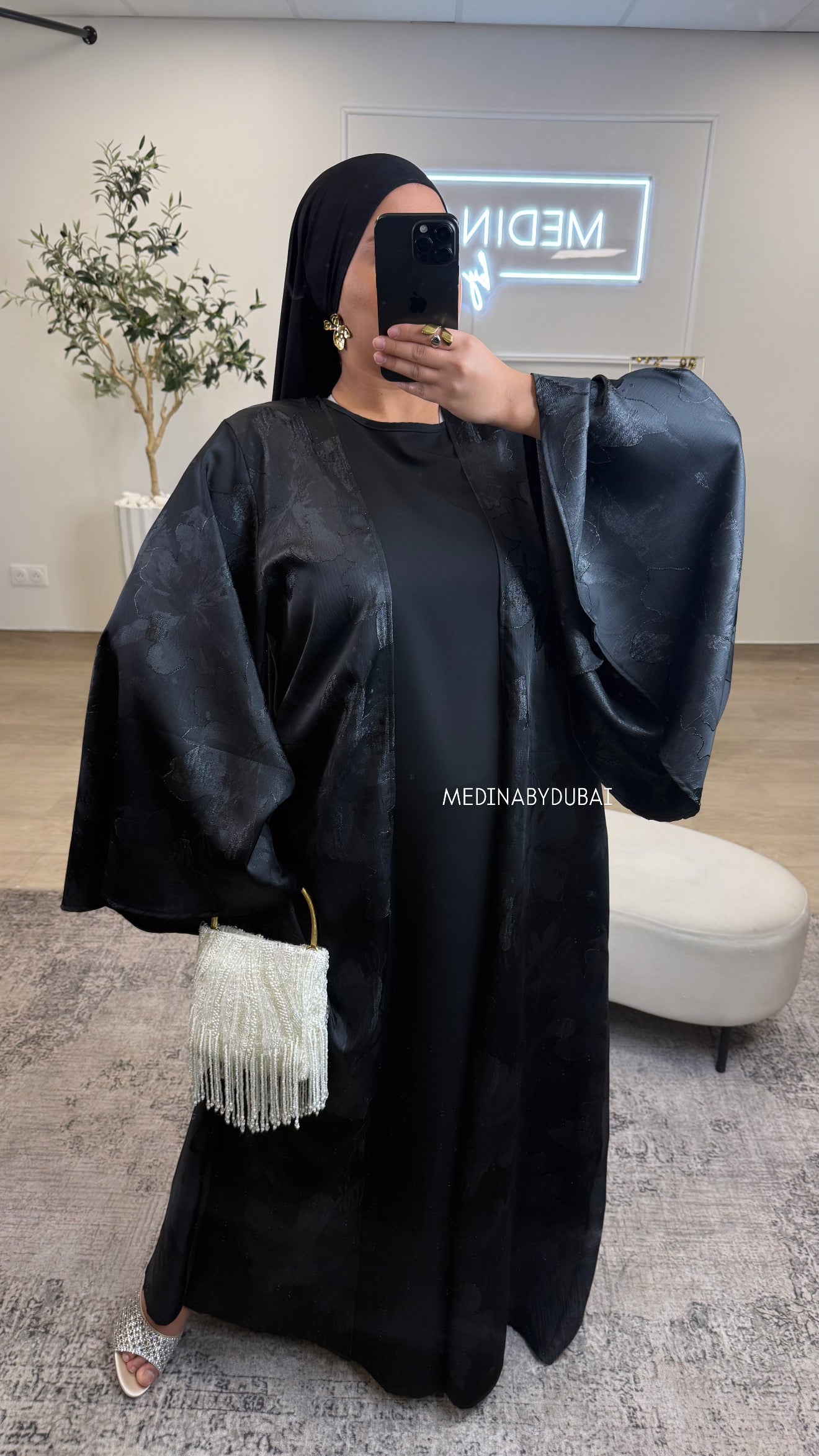 Sous robe en satin [ noir ]