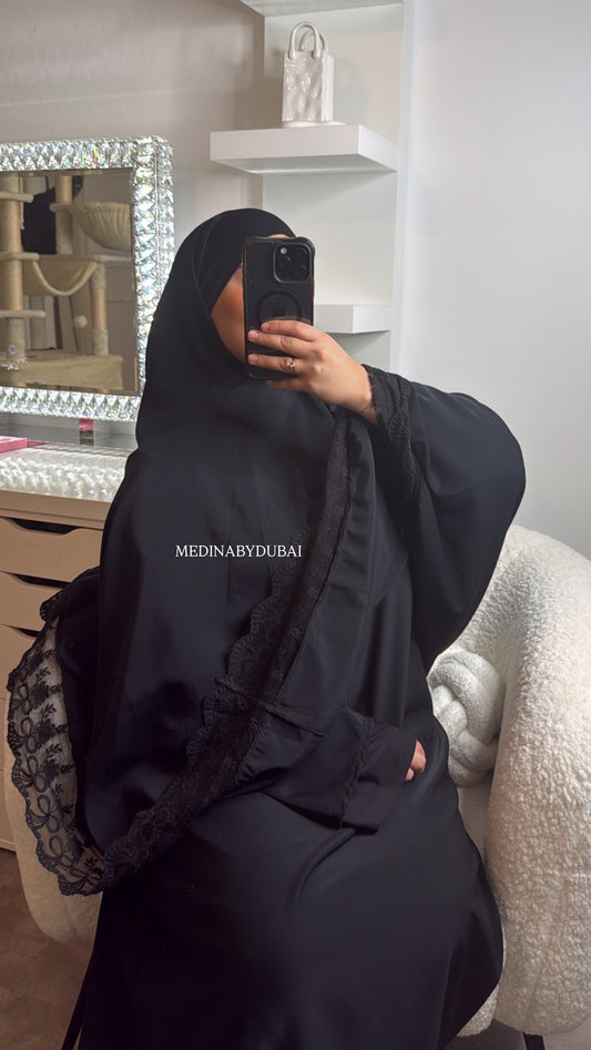 ABAYA KHIMARS DENTELLE [ Noir ]