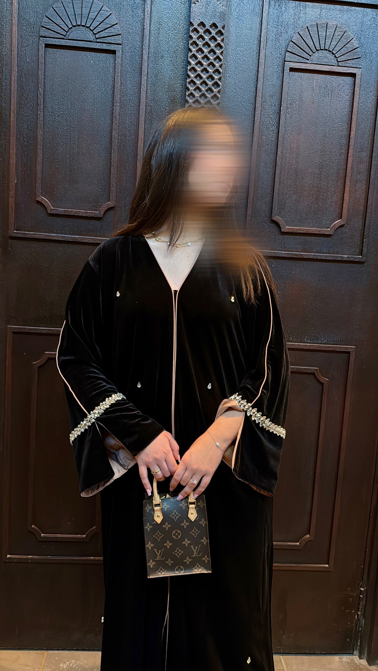 ABAYA VELOURS MEDINA [ Argenté ]
