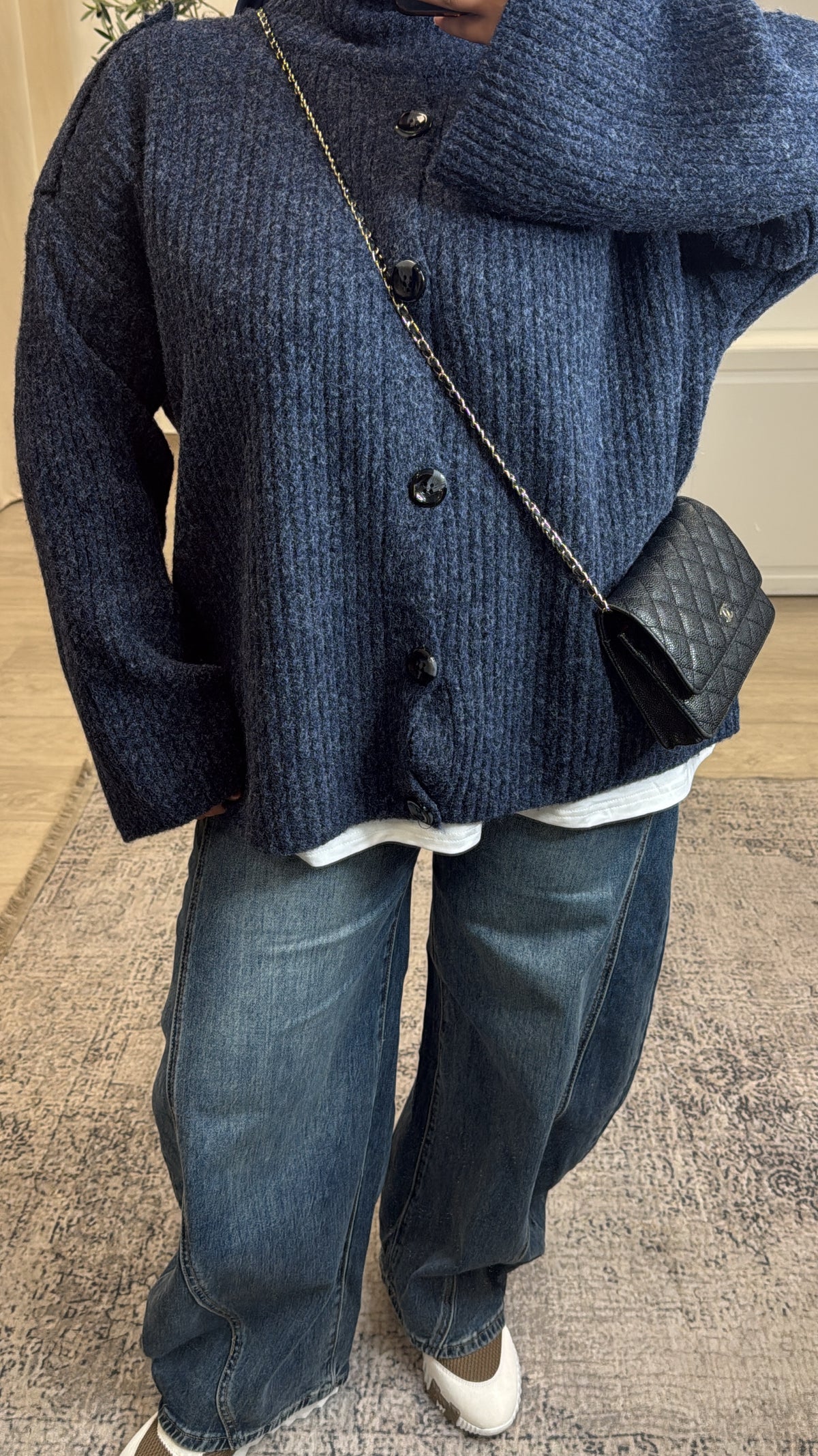 PULL OVERSIZE A BOUTON [ marine ]