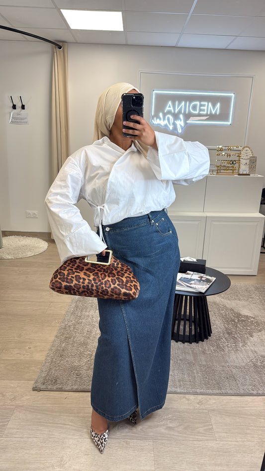 Jupe en jeans croisé [ bleu] oui