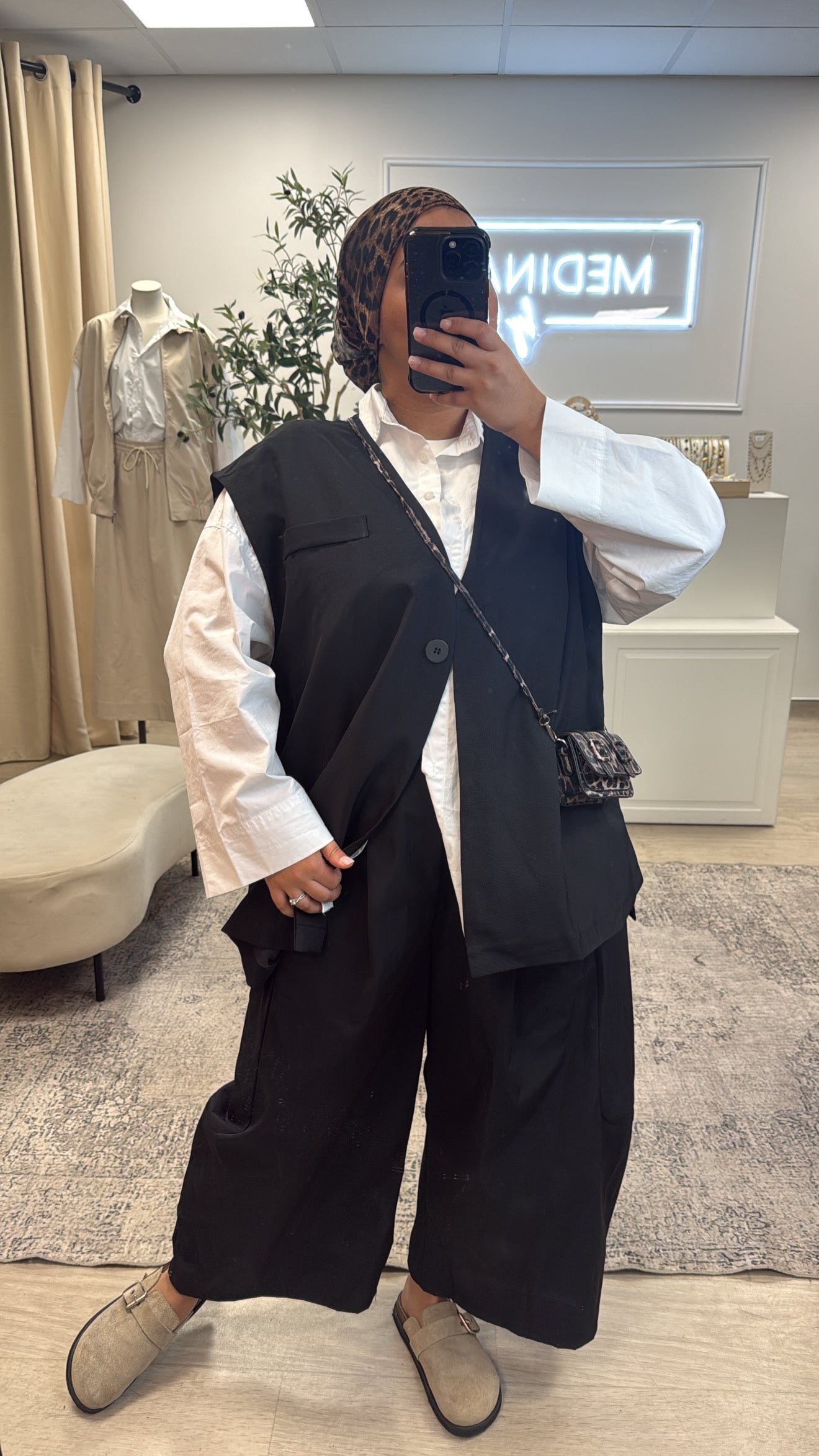 GILET OVERSIZE A BOUTON [ Noir ]