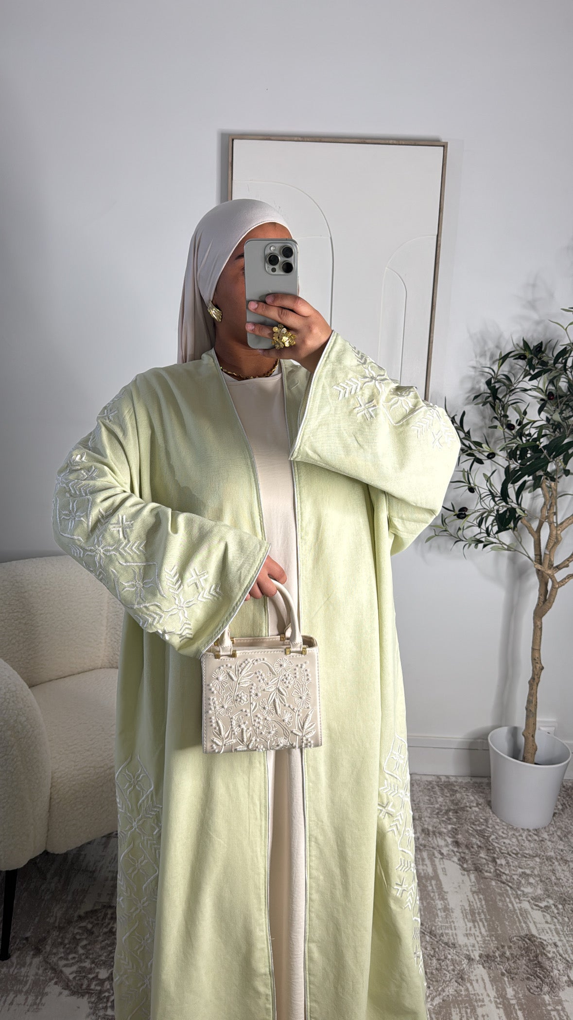 Kimono Sura Brodé vert pastel