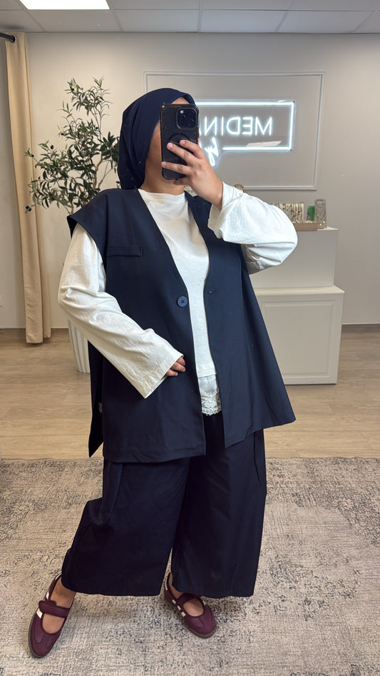 GILET  OVERSIZE a bouton [ bleu ]