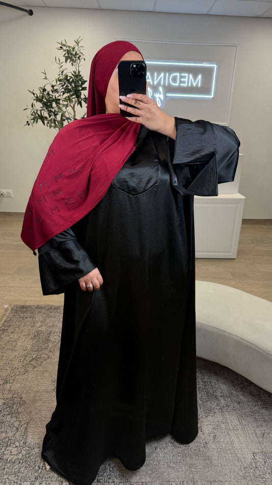 ABAYA SATINÉ FEDOUA [ noir ]
