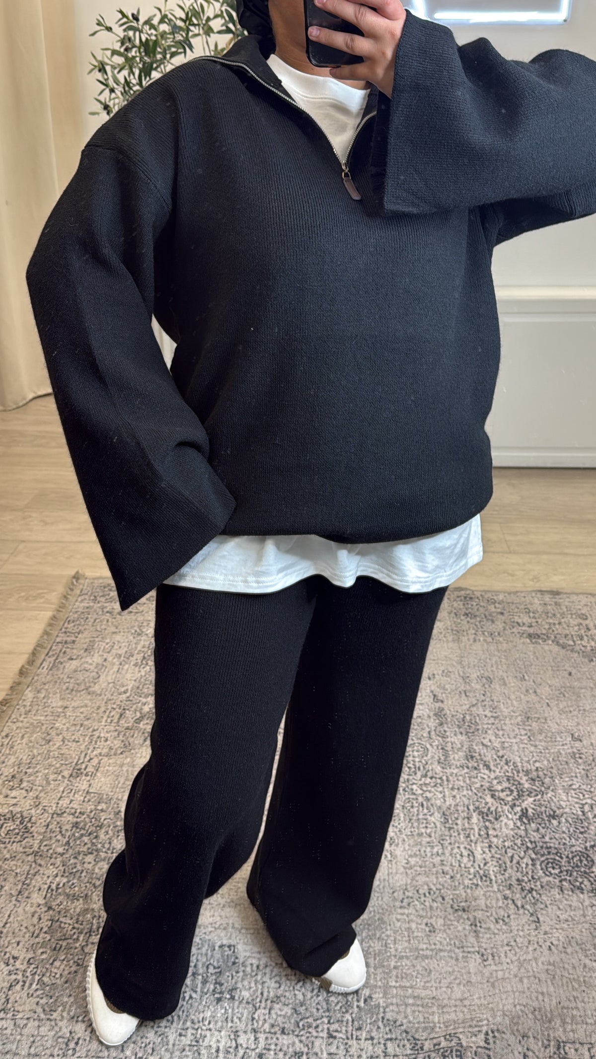 Ensemble haut à zip + pantalon [ noir ]