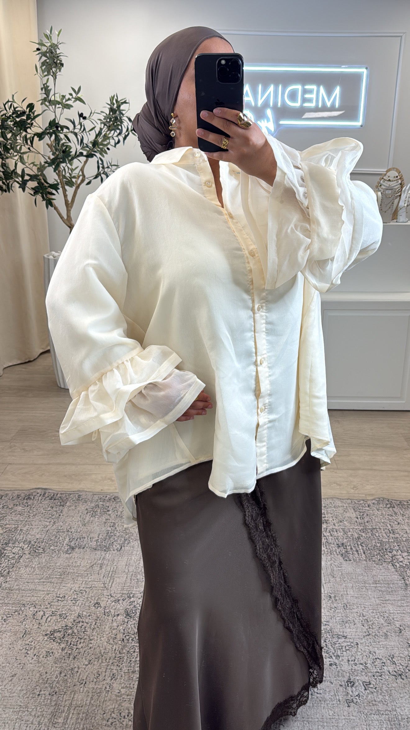CHEMISE LONGUE BOUFFANTE [ crème ]