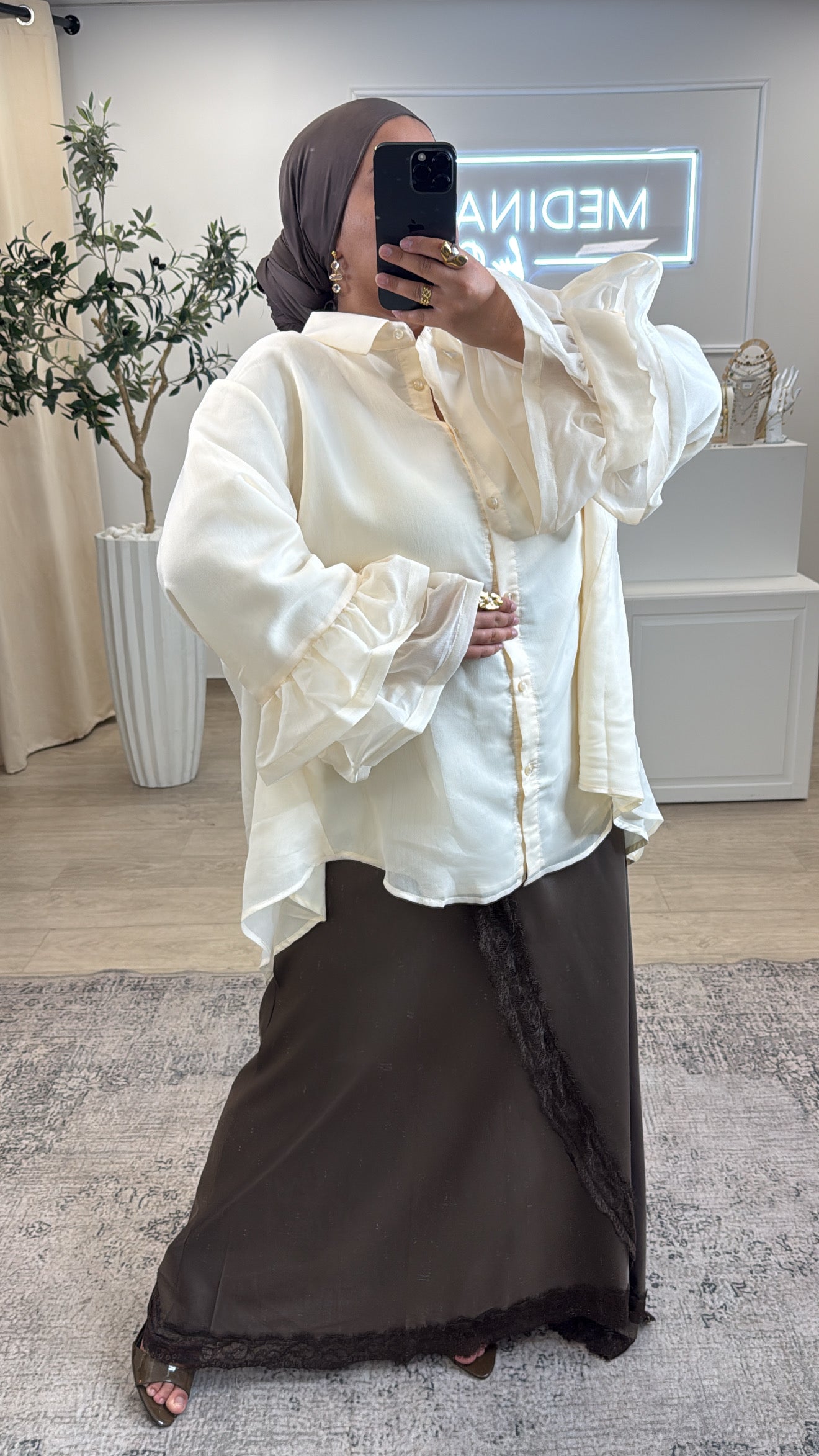 CHEMISE LONGUE BOUFFANTE [ crème ]