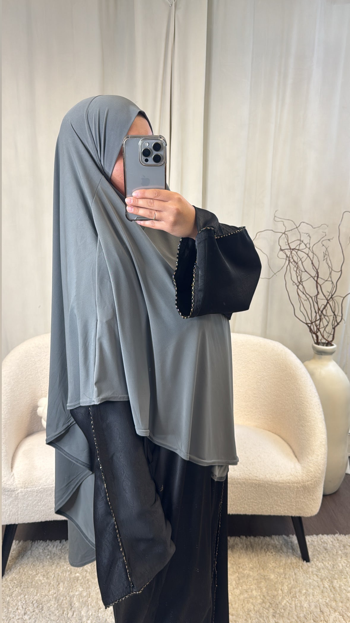 Khimar jersey Premium maxi [ gris]