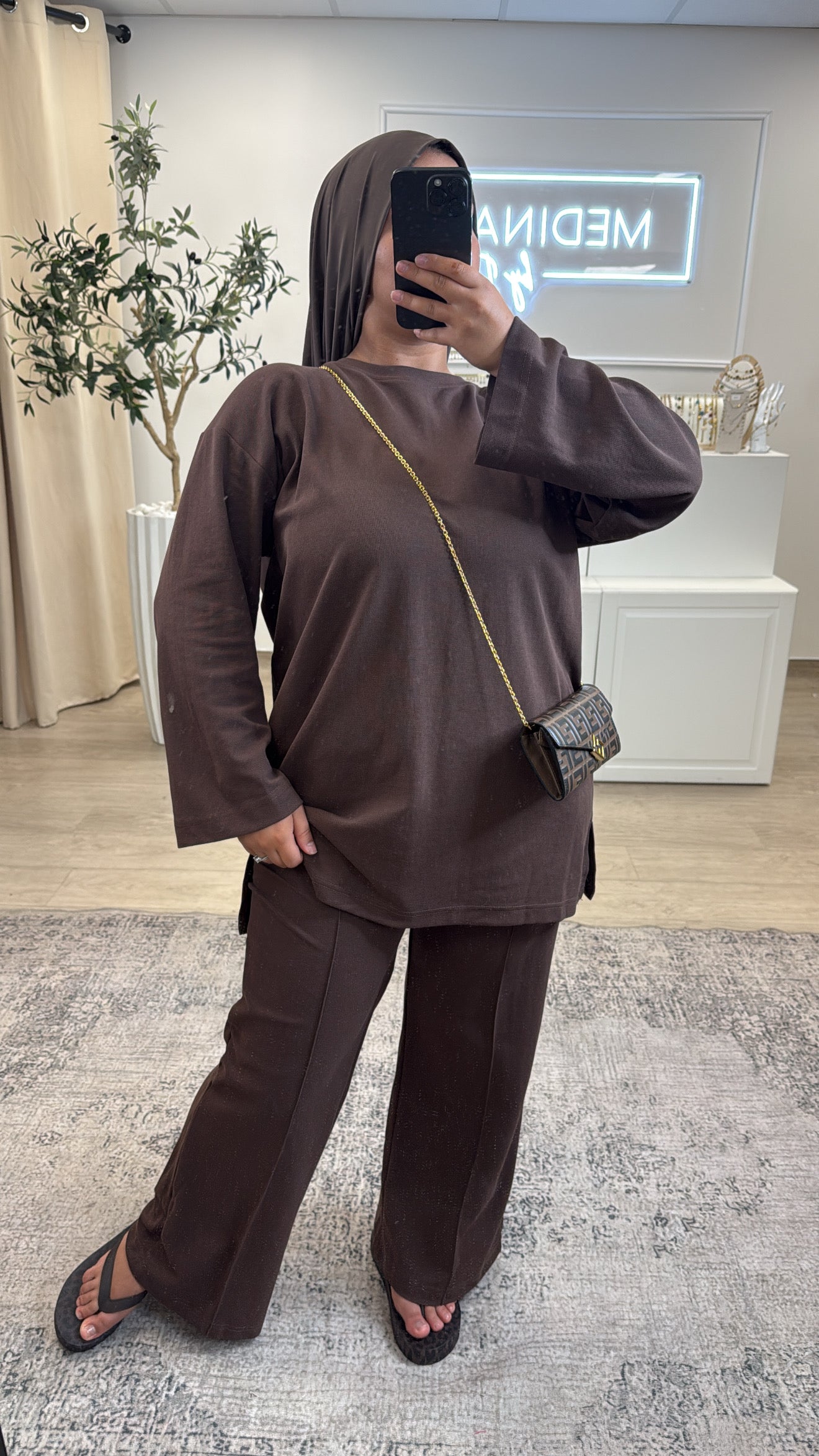 ENSEMBLE T-SHIRT MANCHE LONGUE + PANTALON [ CHOCO ]