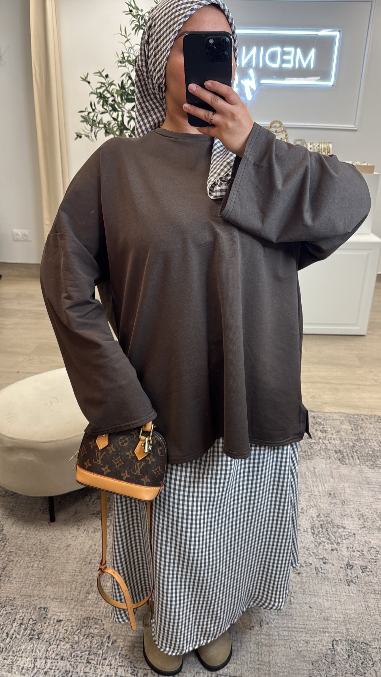 T-shirt en coton oversize [ Marron ]