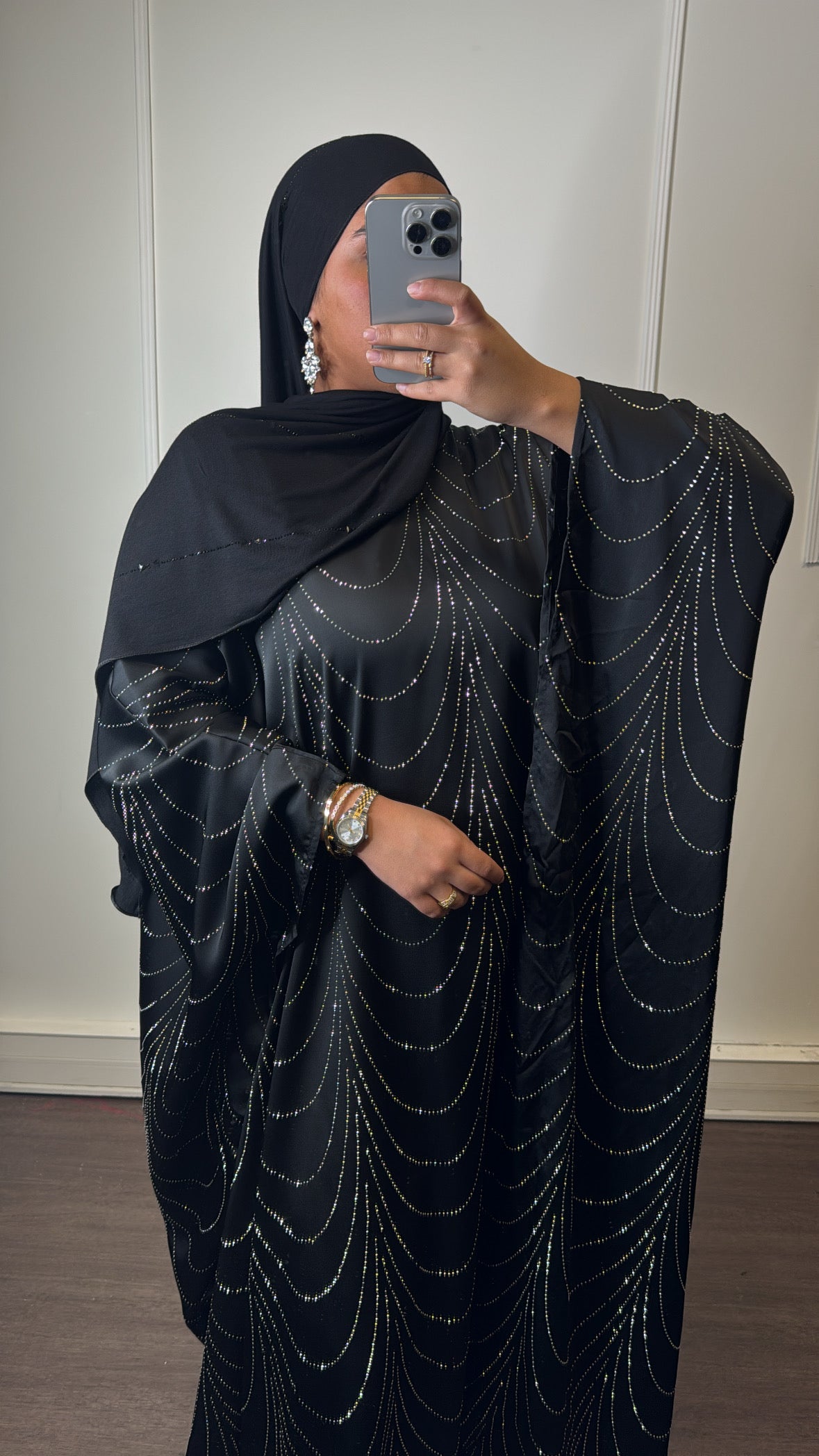 Abaya strass [ noir]