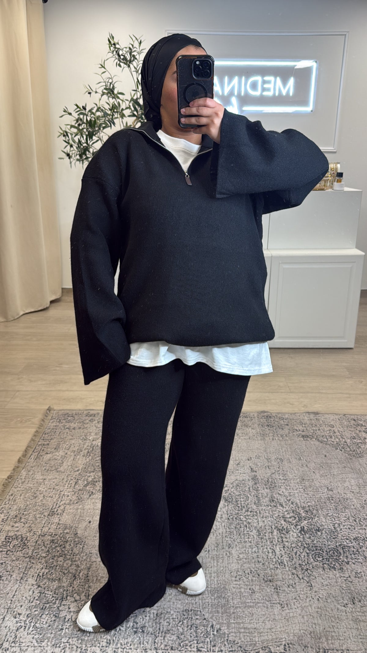 Ensemble haut à zip + pantalon [ noir ]