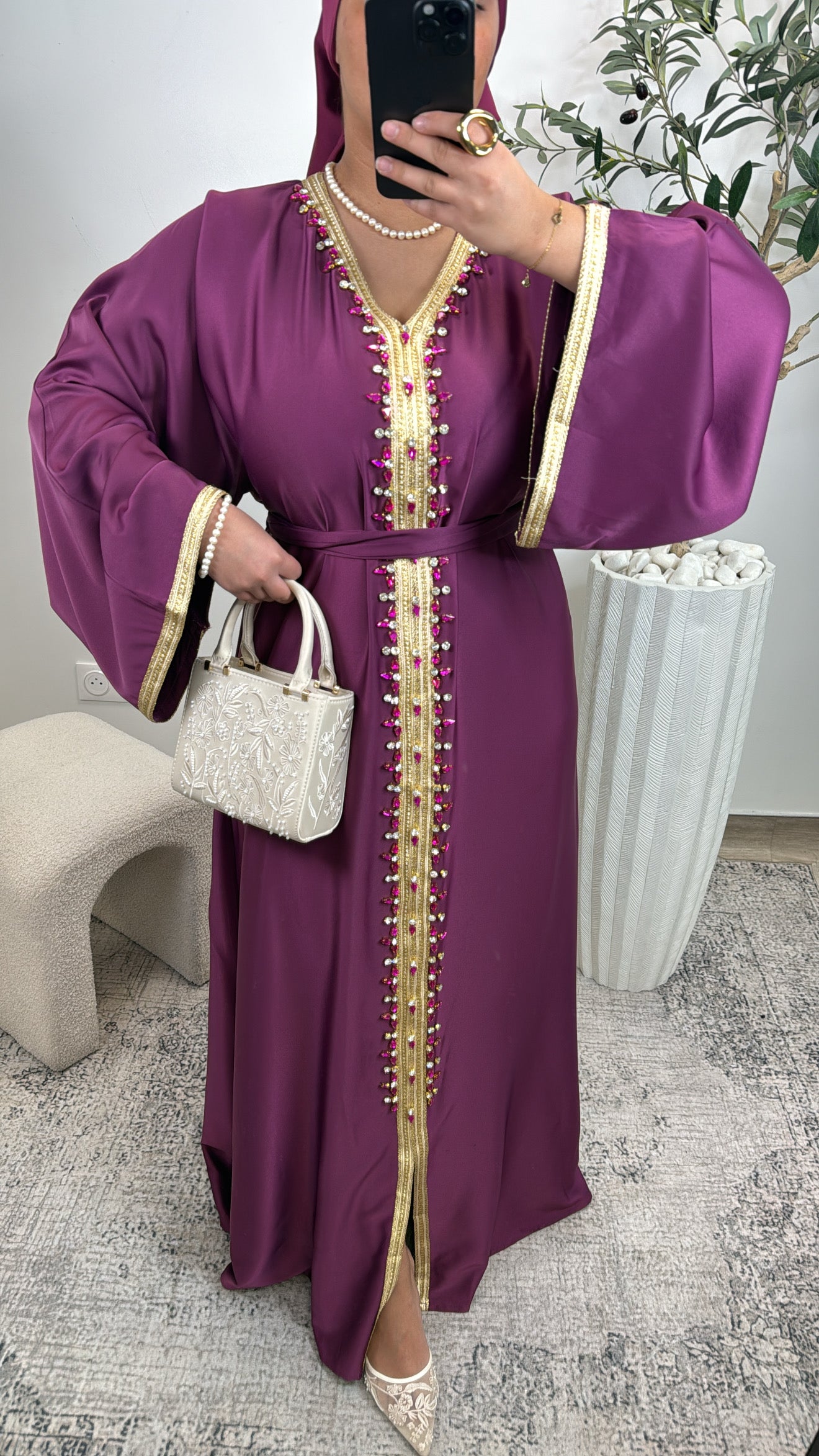 ABAYA PREMIUM NOUR [ FUCHSIA ET GOLD]