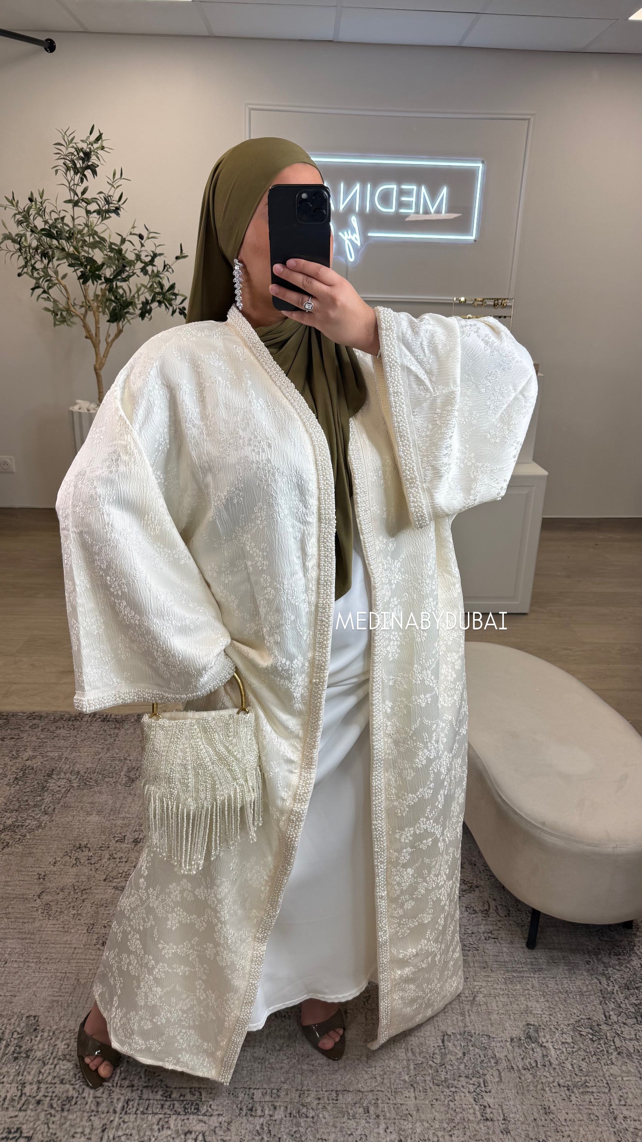 KIMONO BROCARD STRASS [ crème ]