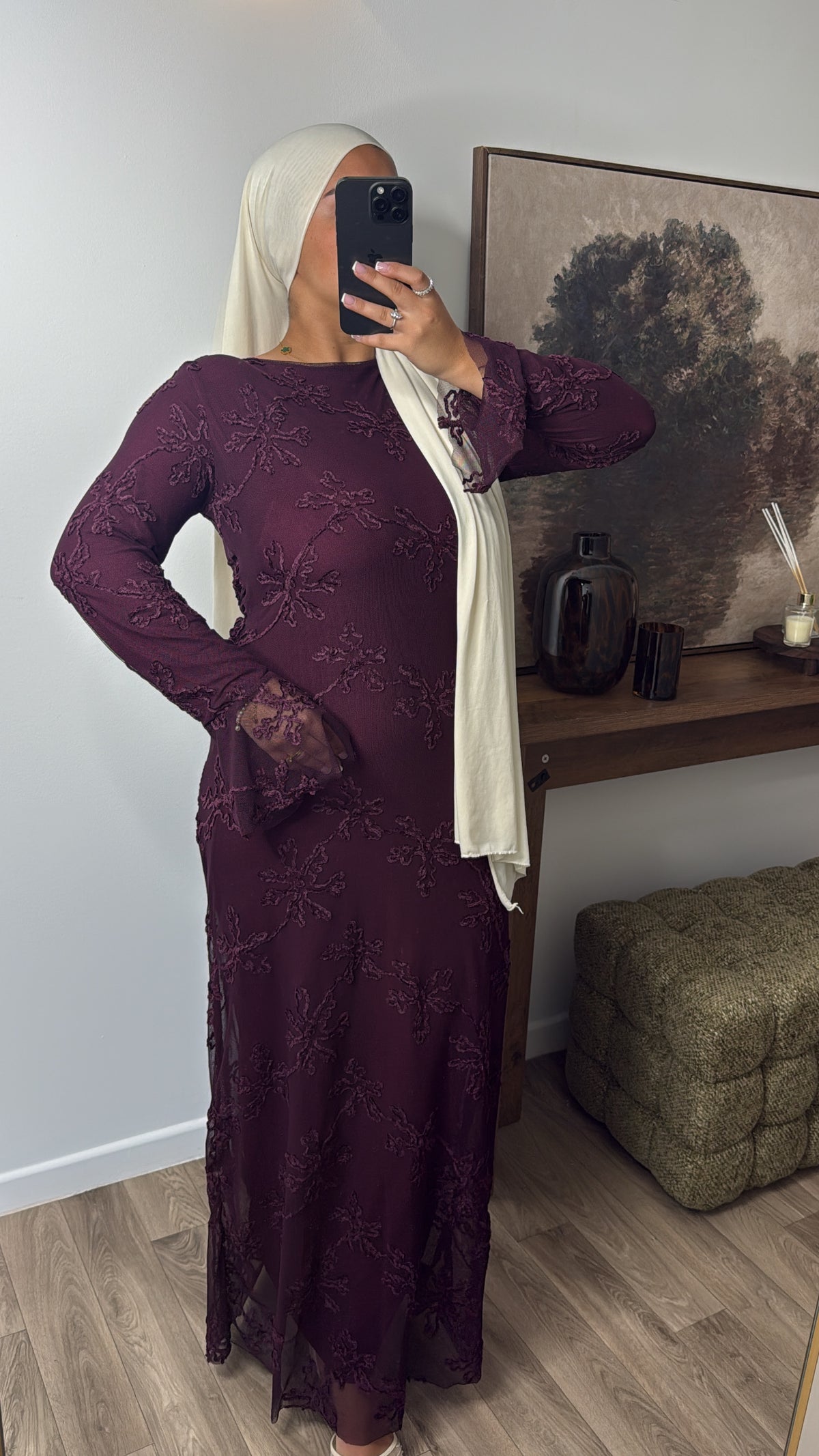 ROBE DENTELLE ROSE [ bordeau ]