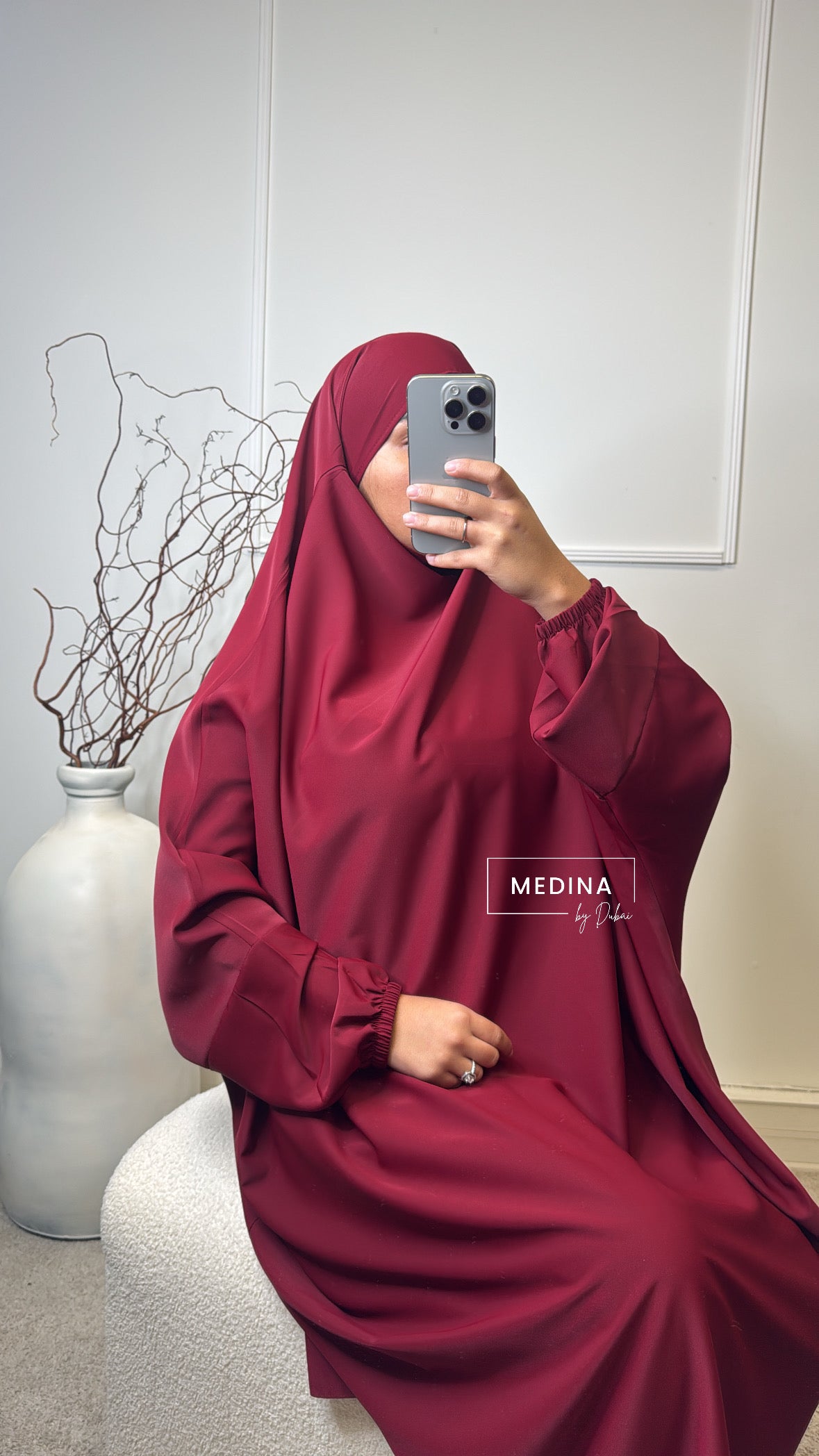 Jilbeb Aleyna en soie de Medine [ bordeau]