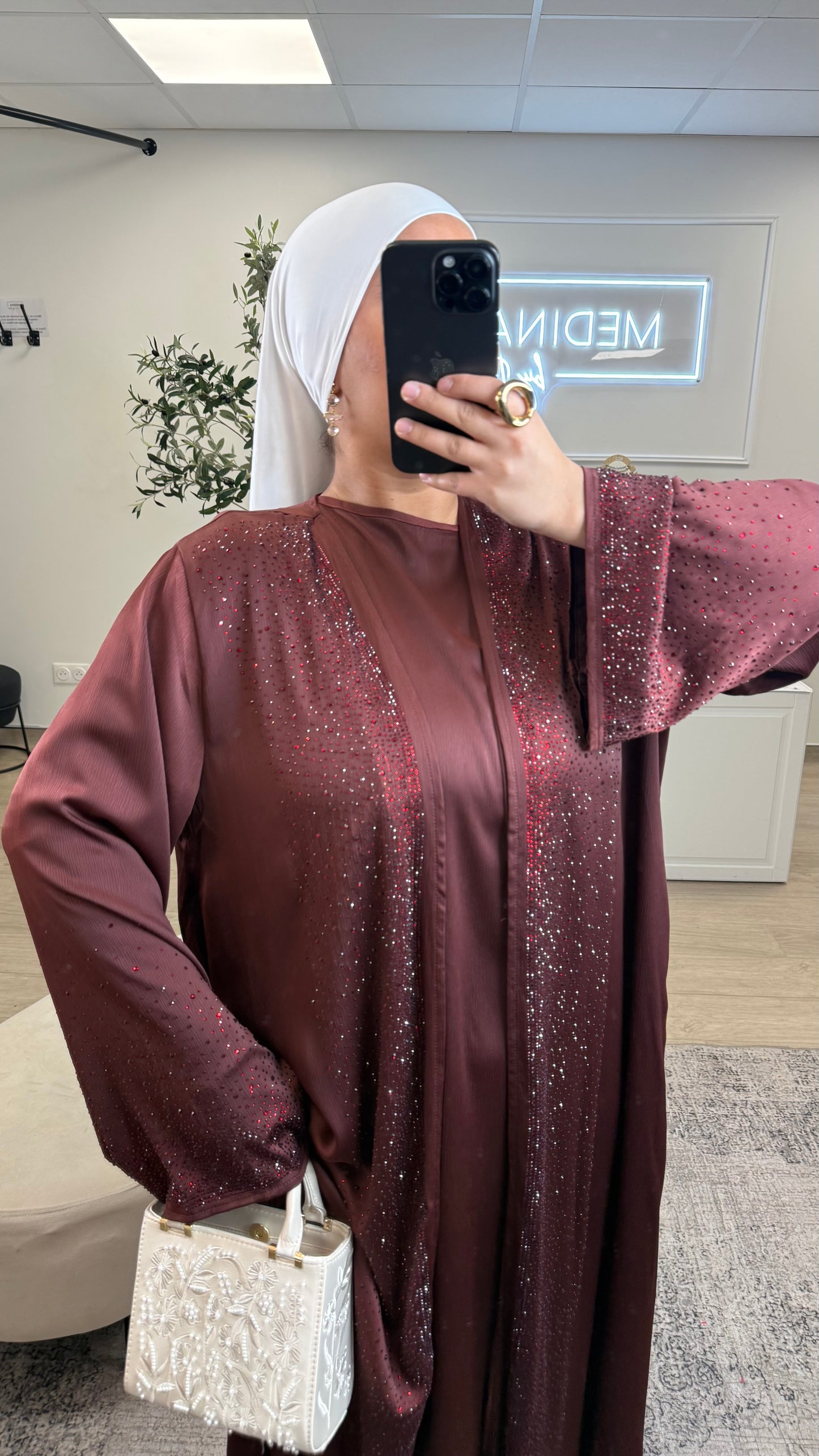 ENSEMBLE KIMONO ET SOUS ROBE À STRASS [ bordeau ]