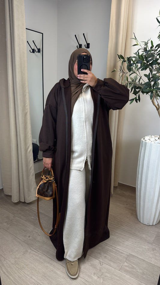 Gilet long à zip [ marron ]