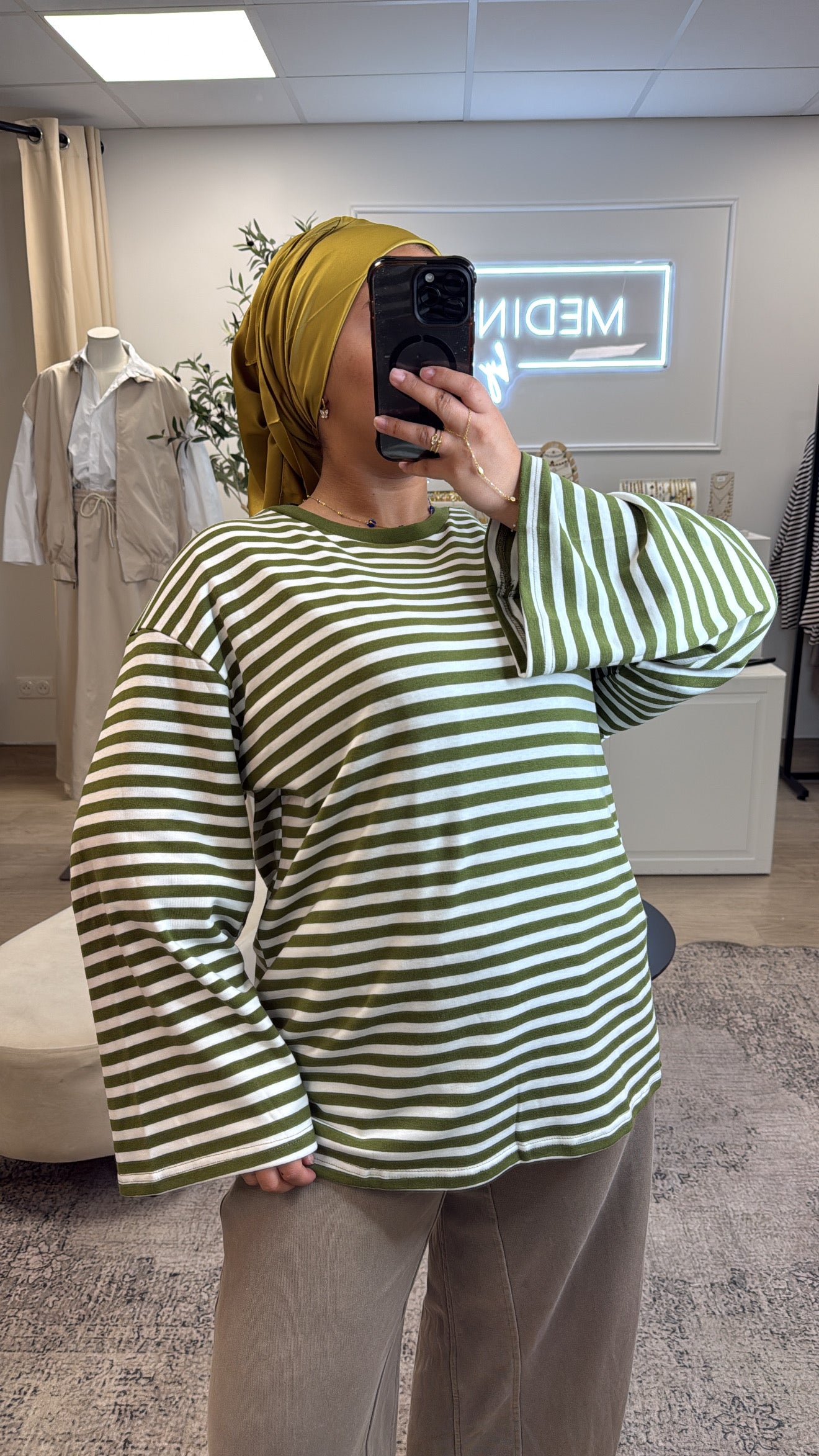 T-shirt marinière [ olive  ]
