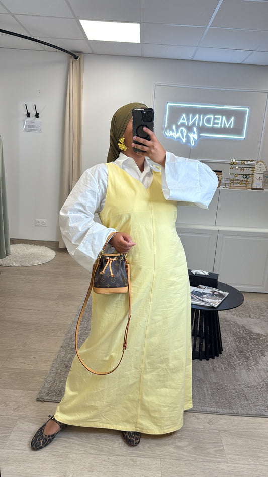 Robe sans manches en jeans [ jaune]