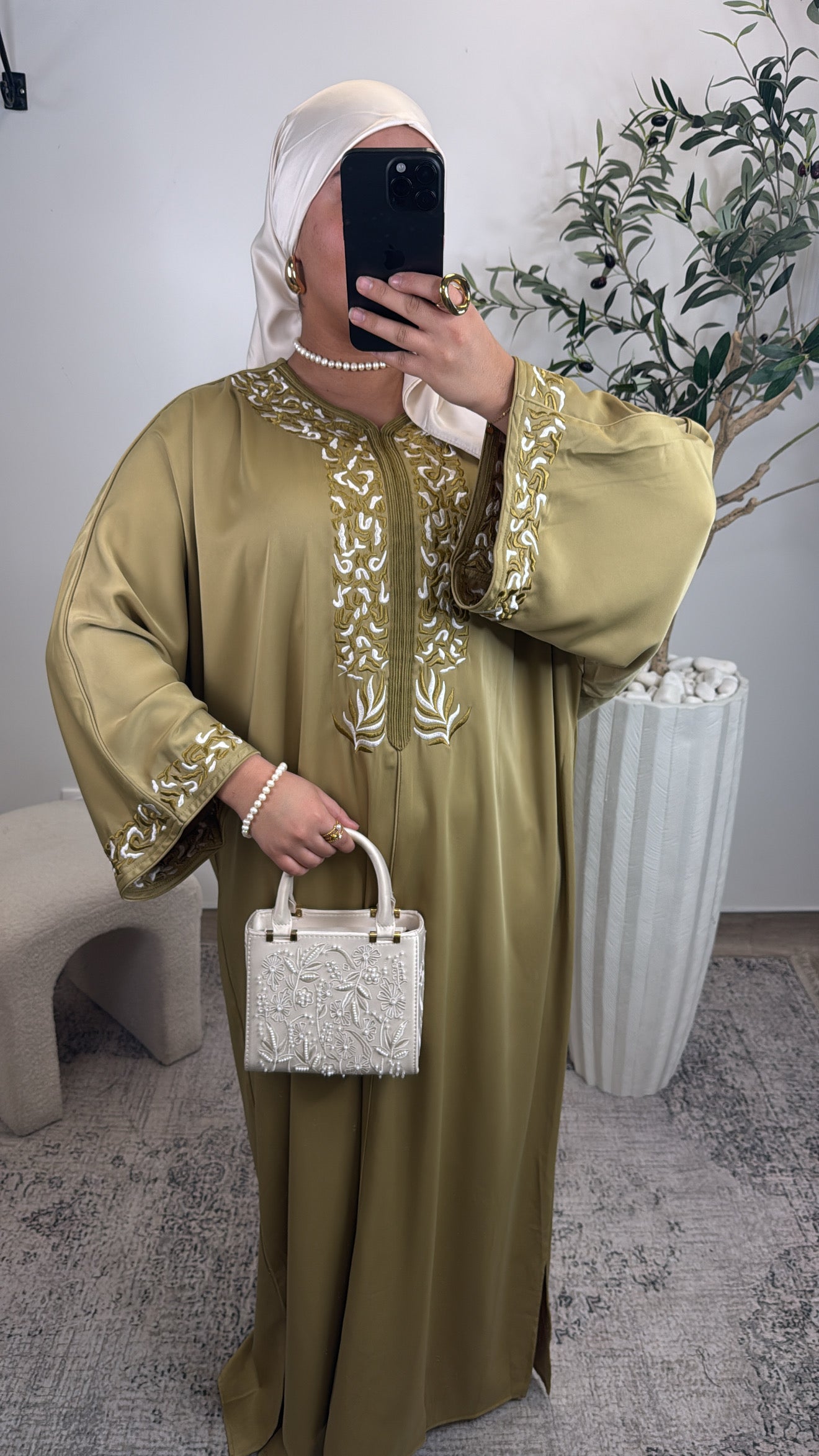 ABAYA BRODÉ  NARYMEL [ pistache ]