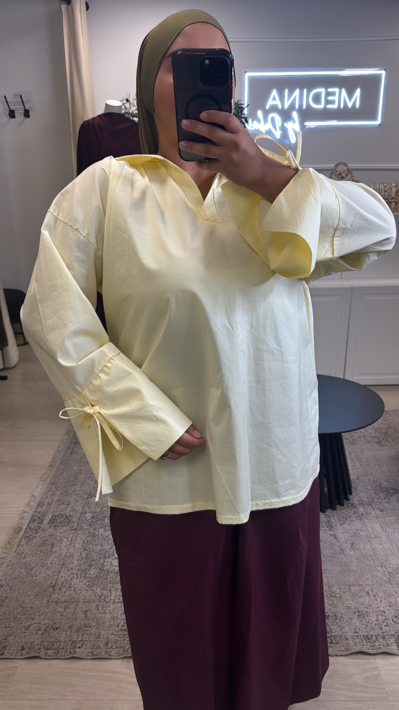 Chemisier long à noeud [ jaune  ]