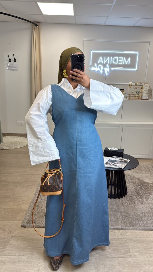 Robe sans manches en Jeans [ bleu]