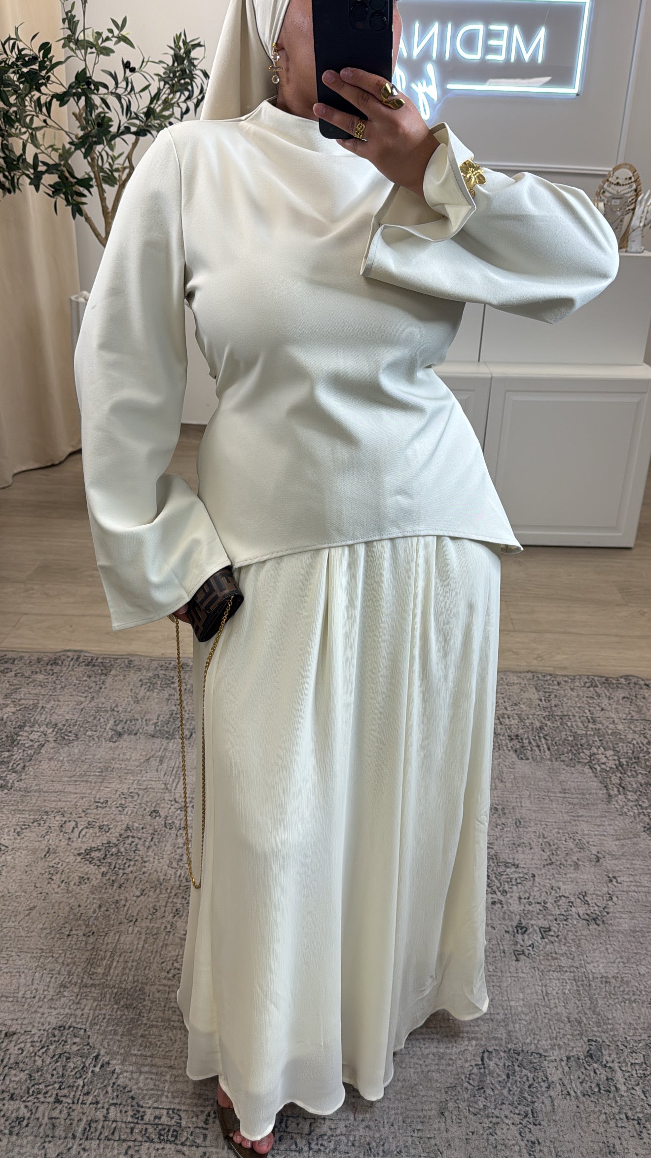 ENSEMBLE PREMIUM JUPE + HAUT CINTRÉ [ crème ]