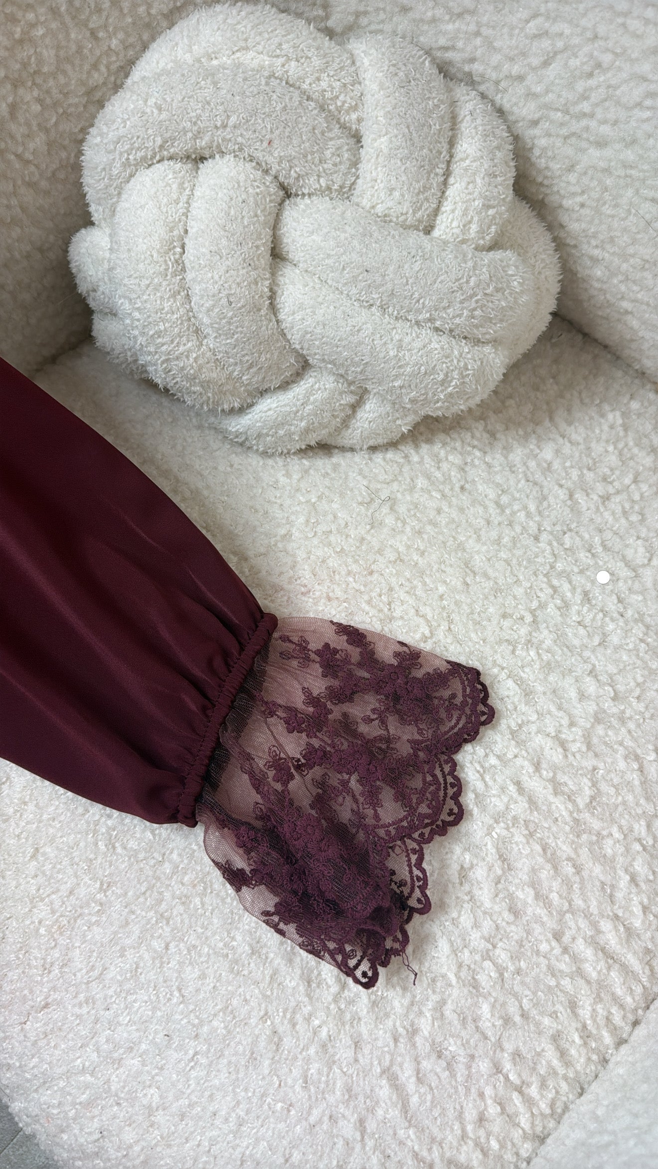 ABAYA HIJAB INTÉGRÉ DENTELLE [ bordeau ]