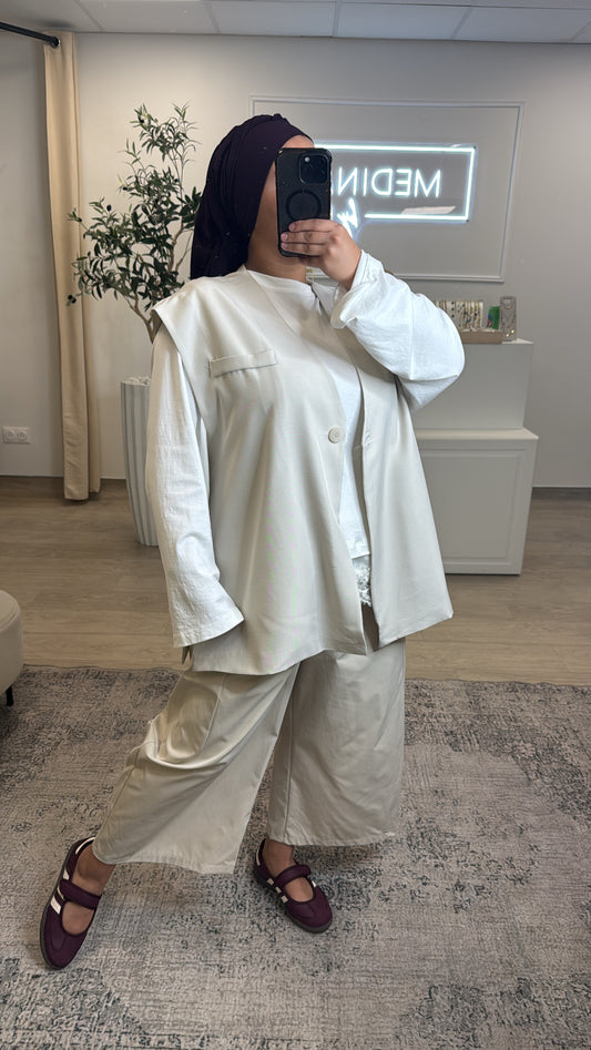 GILET OVERSIZE A BOUTON [ crème ]