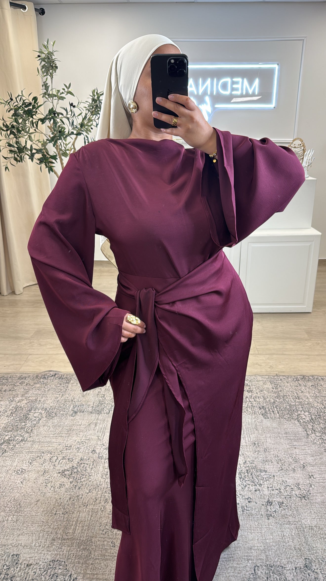 ROBE PREMIUM AVEC JUPE YASMINE [ prune ]