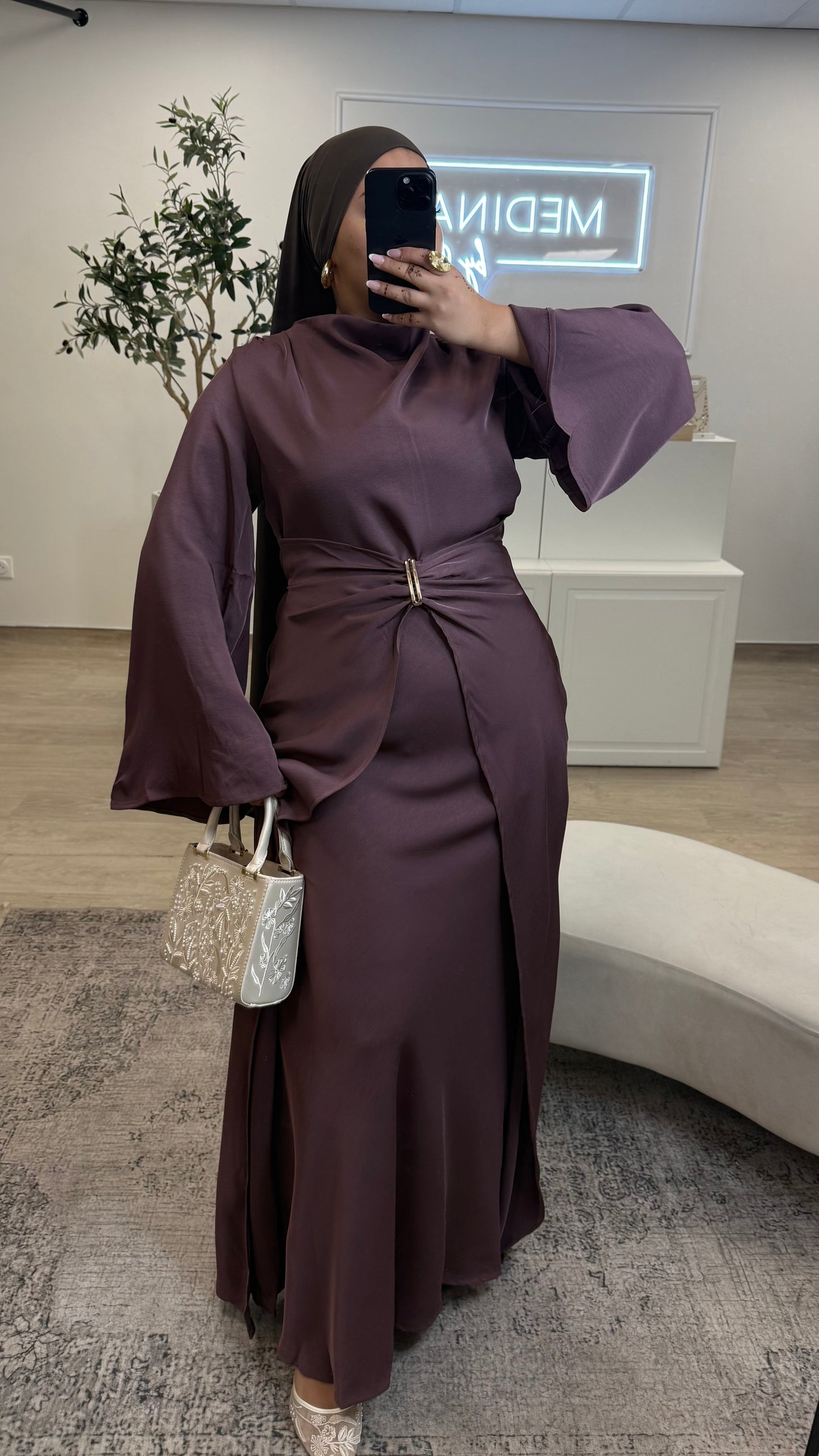 ROBE PREMIUM AVEC BROCHE [ acajou ]