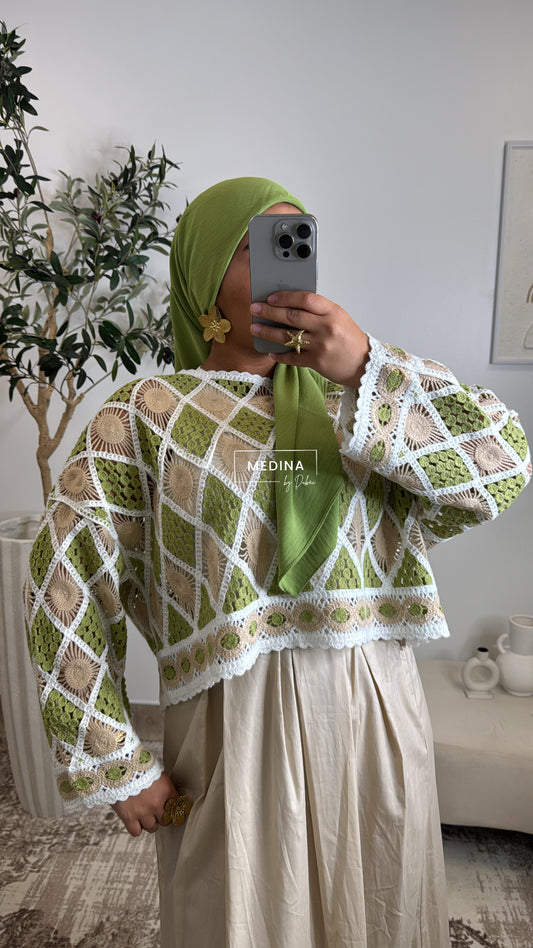Gilet crochet Dina [ vert]