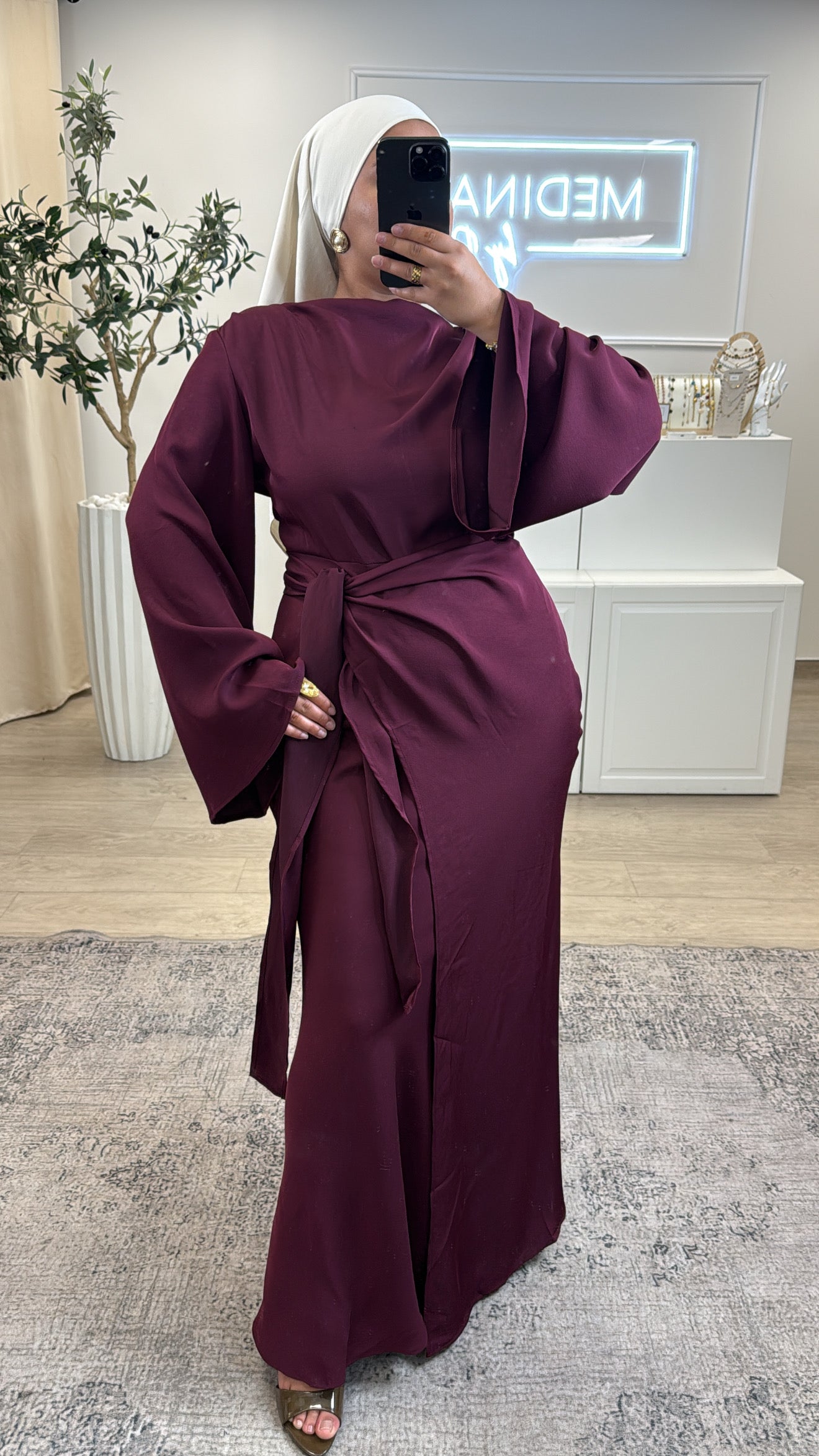 ROBE PREMIUM AVEC JUPE YASMINE [ prune ]