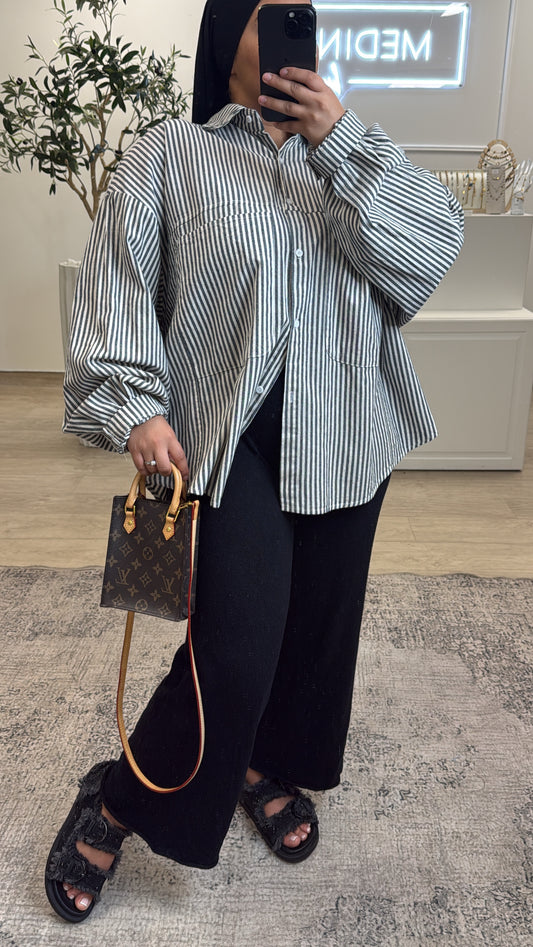 Chemise rayée [ bleu ]