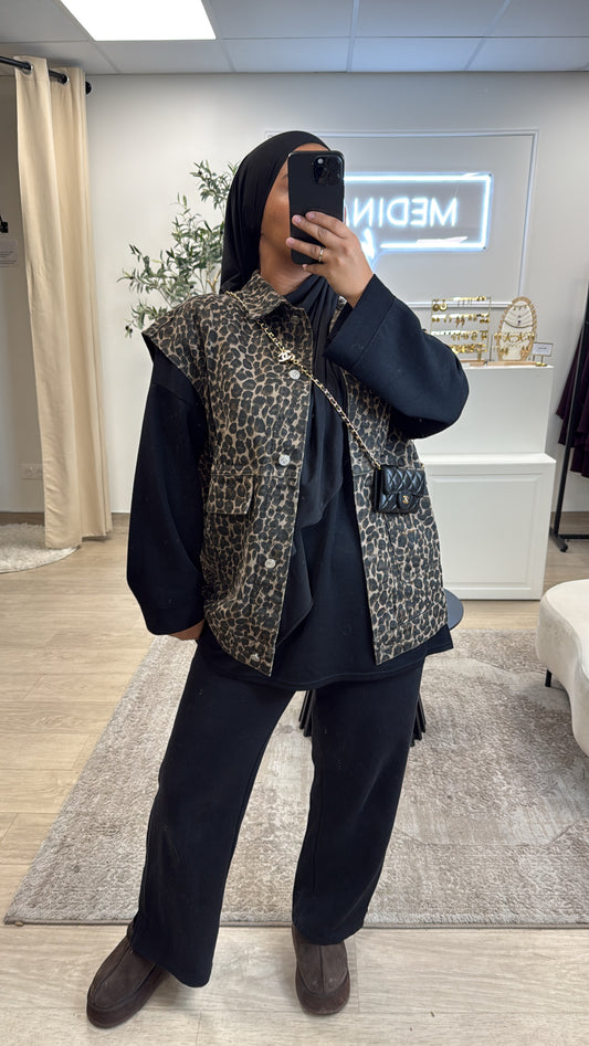 Veste en jean Léopard